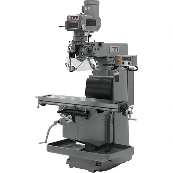 Jet - 54" Table Width x 12" Table Length, Electronic Variable Speed Control, 3 Phase Knee Milling Machine - R8 Spindle Taper, 5 hp - Caliber Tooling