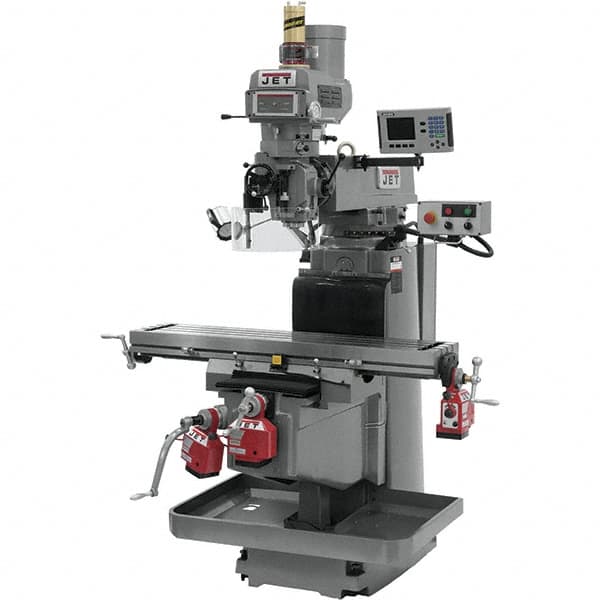 Jet - 54" Table Width x 12" Table Length, Electronic Variable Speed Control, 3 Phase Knee Milling Machine - NST40 Spindle Taper, 5 hp - Caliber Tooling