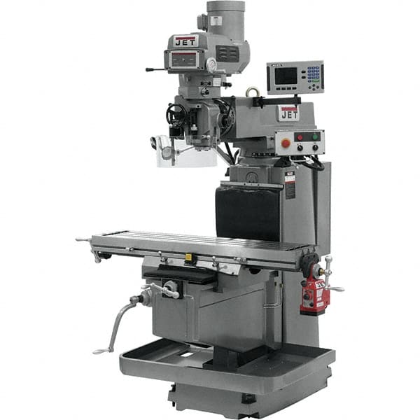 Jet - 54" Table Width x 12" Table Length, Electronic Variable Speed Control, 3 Phase Knee Milling Machine - NST40 Spindle Taper, 5 hp - Caliber Tooling