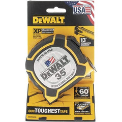 DeWALT - 35' x 1-1/4" Yellow Steel Blade Tape Measure - 1/16" Graduation, Yellow/Black ABS Plastic Case - Caliber Tooling