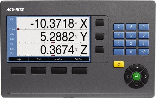 Acu-Rite - 2 Axis, 10" X-Axis Travel, 52" Y-Axis Travel, Lathe DRO System - 5µm Resolution, 5µm Accuracy, LCD Color Display - Caliber Tooling