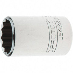 Proto - 1/2" Drive, Standard Hand Socket - 12 Points, 1-35/64" OAL, Steel, Chrome Finish - Caliber Tooling