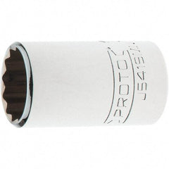 Proto - 1/2" Drive, Standard Hand Socket - 12 Points, 1-3/4" OAL, Steel, Chrome Finish - Caliber Tooling