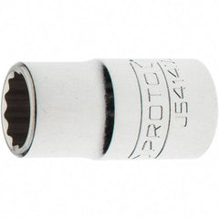 Proto - 1/2" Drive, Standard Hand Socket - 12 Points, 1-5/8" OAL, Steel, Chrome Finish - Caliber Tooling