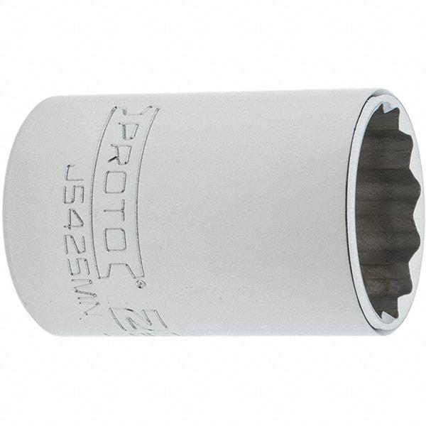 Proto - 1/2" Drive, Standard Hand Socket - 12 Points, 1-59/64" OAL, Steel, Chrome Finish - Caliber Tooling