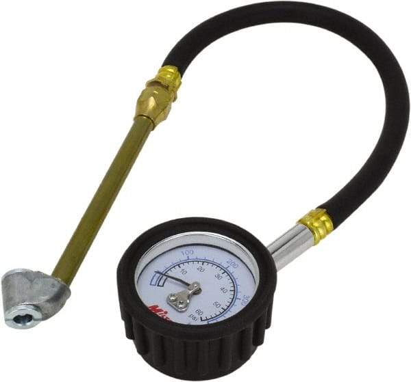 Milton - 0 to 60 psi Dial Dual Head Tire Pressure Gauge - 12' Hose Length, 2 psi Resolution - Caliber Tooling