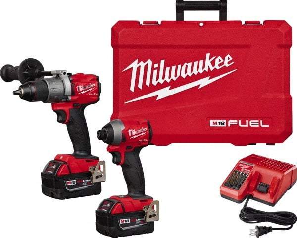 Milwaukee Tool - 18 Volt Cordless Tool Combination Kit - Includes 1/2" Brushless Hammer Drill/Driver & 1/4" Hex Impact Driver, Lithium-Ion Battery Included - Caliber Tooling