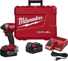 Milwaukee Tool - 18 Volt, 1/4" Drive, 167 Ft/Lb Torque, Cordless Impact Driver - 3600 RPM, 2 Lithium-Ion Batteries Included - Caliber Tooling