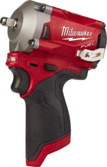 Milwaukee Tool - 3/8" Drive 12 Volt Pistol Grip Cordless Impact Wrench & Ratchet - 2,700 RPM, 0 to 3,200 BPM, 250 Ft/Lb Torque, Lithium-Ion Batteries - Caliber Tooling