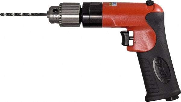 Sioux Tools - 1/4" Reversible Keyed Chuck - Pistol Grip Handle, 2,400 RPM, 12 LPS, 0.5 hp, 90 psi - Caliber Tooling