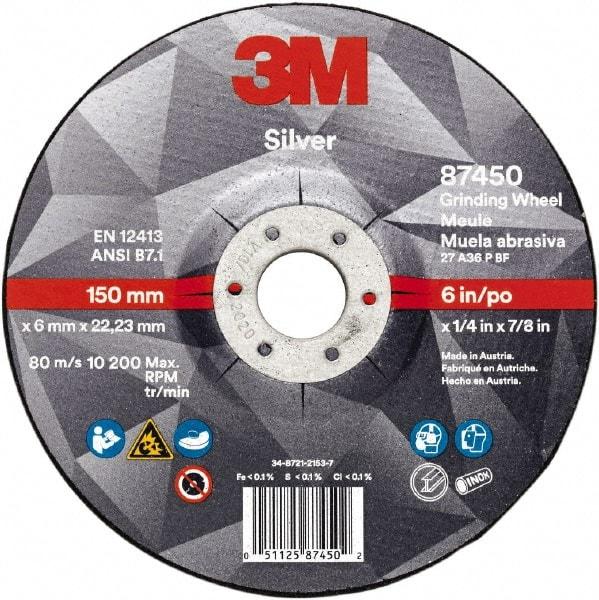 3M - Depressed-Center Wheels Wheel Diameter (Inch): 6 Wheel Thickness (Decimal Inch): 0.2500 - Caliber Tooling