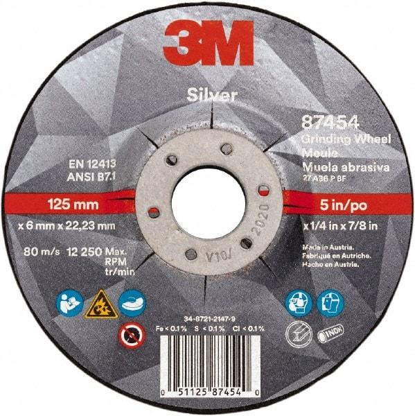 3M - Depressed-Center Wheels Wheel Diameter (Inch): 5 Wheel Thickness (Decimal Inch): 0.2500 - Caliber Tooling