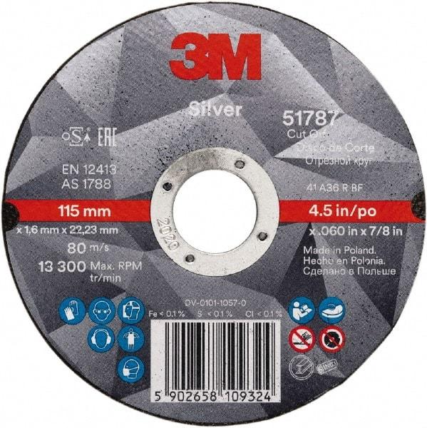 3M - 4-1/2" Ceramic Cutoff Wheel - 0.045" Thick, 7/8" Arbor, Use with Angle Grinders - Caliber Tooling