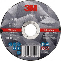 3M - 4-1/2" Ceramic Cutoff Wheel - 0.045" Thick, 7/8" Arbor, Use with Angle Grinders - Caliber Tooling