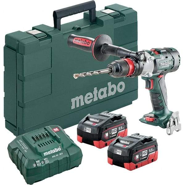 Metabo - 18 Volt 1/16 to 1/2" Keyless Chuck Cordless Hammer Drill - 32300 BPM, 500 to 3,800 RPM, Reversible, Pistol Grip Handle - Caliber Tooling