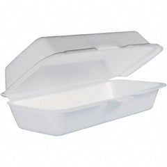 DART - 7-1/10 x 3-4/5 x 2-3/10" Foam Hot Dog Container with Hinged Lid - White - Caliber Tooling