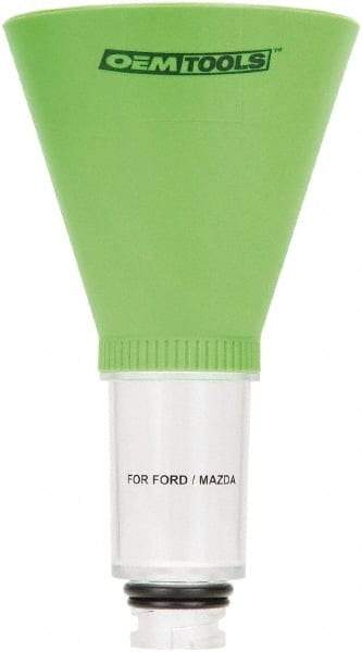 OEM Tools - 16 oz Capacity Plastic Funnel - 5" Mouth OD, 3-3/4" Straight Spout, Green & Clear - Caliber Tooling