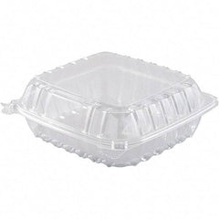 DART - 8-19/64 x 8-19/64 x 3" Hinged-Lid Plastic Containers - Clear - Caliber Tooling