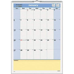 AT-A-GLANCE - 12 Sheet, 12 x 17", Wall Calendar - Blue & Yellow - Caliber Tooling