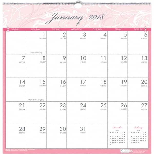 House of Doolittle - 12 Sheet, 12 x 12", Wall Calendar - Pink & Gray - Caliber Tooling