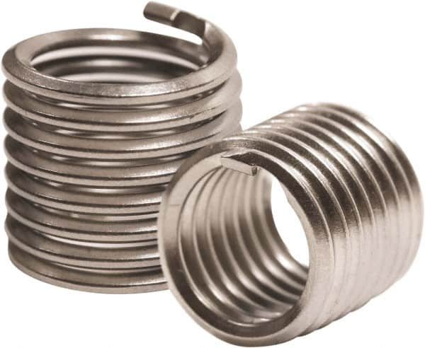 Recoil - 5/16-18 UNC, 0.938" OAL, Free Running Helical Insert - 14-5/8 Free Coils, Tangless, 304 Stainless Steel, Bright Finish, 3D Insert Length - Exact Industrial Supply