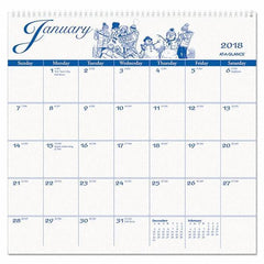 AT-A-GLANCE - 12 Sheet, 12 x 11-3/4", Wall Calendar - White - Caliber Tooling