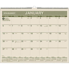 AT-A-GLANCE - 12 Sheet, 15 x 12", Wall Calendar - Green & White - Caliber Tooling