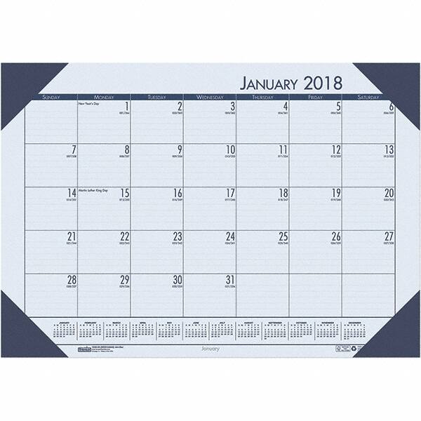 House of Doolittle - 12 Sheet, 22 x 17", Desk Pad Calendar - Ocean Blue - Caliber Tooling