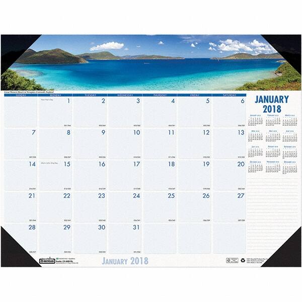 House of Doolittle - 12 Sheet, 22 x 17", Desk Pad Calendar - Coastlines - Caliber Tooling