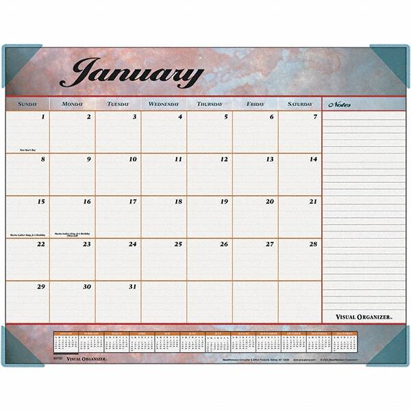 AT-A-GLANCE - 12 Sheet, 22 x 17", Desk Pad Calendar - Marble Burgundy - Caliber Tooling