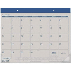 AT-A-GLANCE - 12 Sheet, 22 x 17", Desk Pad Calendar - Blue - Caliber Tooling