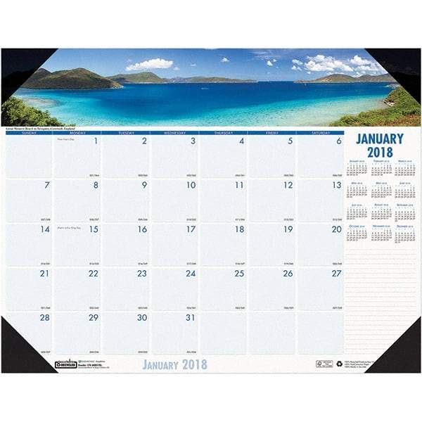 House of Doolittle - 12 Sheet, 18-1/2 x 13", Desk Pad Calendar - Coastlines - Caliber Tooling