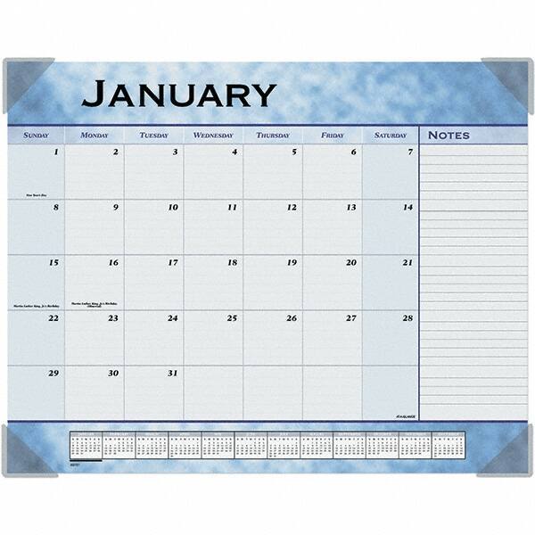 AT-A-GLANCE - 12 Sheet, 22 x 17", Desk Pad Calendar - Slate Blue - Caliber Tooling