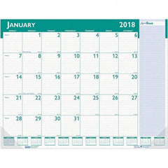 House of Doolittle - 12 Sheet, 22 x 17", Desk Pad Calendar - White & Teal - Caliber Tooling