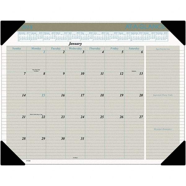 AT-A-GLANCE - 12 Sheet, 22 x 17", Desk Pad Calendar - Buff - Caliber Tooling