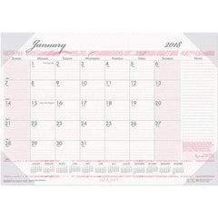 House of Doolittle - 12 Sheet, 18-1/2 x 13", Desk Pad Calendar - Pink & Gray - Caliber Tooling