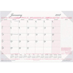 House of Doolittle - 12 Sheet, 22 x 17", Desk Pad Calendar - Pink & Gray - Caliber Tooling