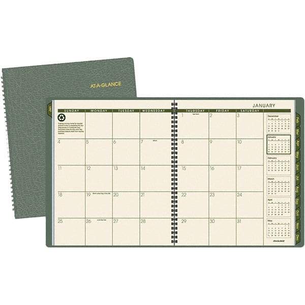 AT-A-GLANCE - 24 Sheet, 9 x 11", Monthly Planner - Green - Caliber Tooling