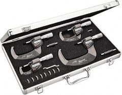 Starrett - Mechanical Outside Micrometer Sets Minimum Measurement (Inch): 0 Maximum Measurement (Inch): 4 - Caliber Tooling