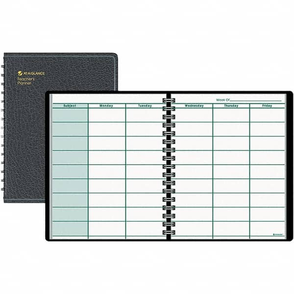 AT-A-GLANCE - 52 Sheet, 8-1/2 x 10-7/8", Teacher's Planner - Black - Caliber Tooling