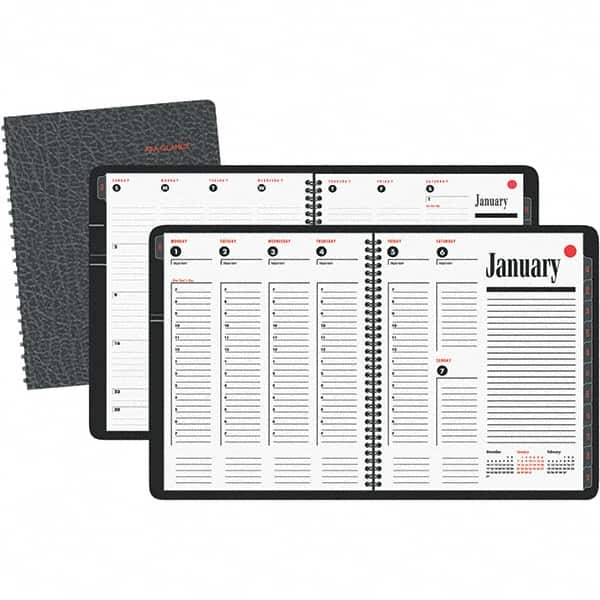 AT-A-GLANCE - 128 Sheet, 8-1/4 x 11", Weekly/Monthly Appointment Book - Black - Caliber Tooling