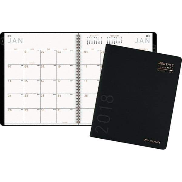 AT-A-GLANCE - 48 Sheet, 8-7/8 x 11", Monthly Planner - Black - Caliber Tooling