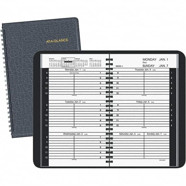 AT-A-GLANCE - 104 Sheet, 4-7/8 x 8", Weekly Appointment Book - Black - Caliber Tooling