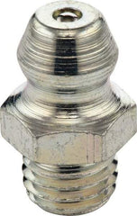 Umeta - Straight Head Angle, M6x0.75 Metric Steel Standard Grease Fitting - 7mm Hex, 15mm Overall Height, 5.5mm Shank Length, Zinc Plated Finish - Caliber Tooling