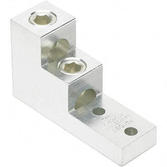 Panduit - 2 AWG Noninsulated Lug Connection Square Ring Terminal - 3/8" Stud, 4.91" OAL x 1-1/2" Wide, Tin Plated Aluminum Contact - Caliber Tooling