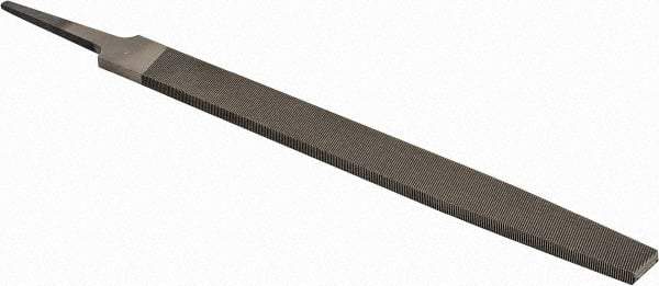 PFERD - 8" Long, Second Cut, Flat American-Pattern File - Single, Double Cut, 0.22" Overall Thickness, Tang - Caliber Tooling