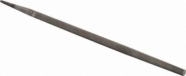 PFERD - 12" Long, Smooth Cut, Round American-Pattern File - Single Cut, 1/2" Overall Thickness, Tang - Caliber Tooling