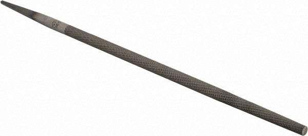 PFERD - 10" Long, Smooth Cut, Round American-Pattern File - Single Cut, 0.38" Overall Thickness, Tang - Caliber Tooling