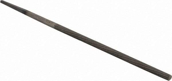 PFERD - 4" Long, Second Cut, Round American-Pattern File - Single Cut, 0.16" Overall Thickness, Tang - Caliber Tooling