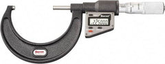 Starrett - 50.8 to 76 mm Range, 0.0001" Resolution, Standard Throat, Electronic Outside Micrometer - 0.0001" Accuracy, Friction Thimble, Micro Lapped Carbide Face, CR2450 Battery, Includes 3V Battery - Caliber Tooling